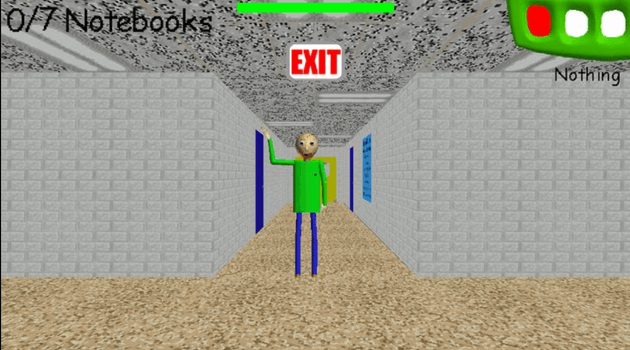 Baldi waving from hallway