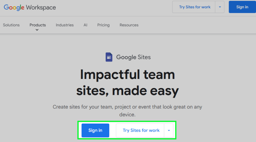 Opening Google Sites