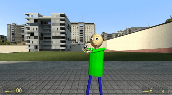 First-person view of the corridor in Baldi's Basics
